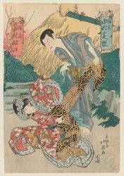 Los actores Nakamura Shikan II y Nakamura Matsue en papeles no identificados, c.1835